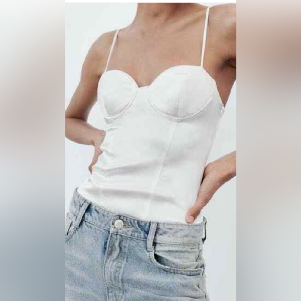 Zara Satin Effect Bustier Bodysuit Size Medium NWT (Never Worn)